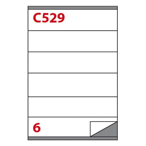 Etichette adesive C/529 - in carta - permanenti - 210 x 48 mm - 6 et/fg - 100 fogli - bianco - Markin
