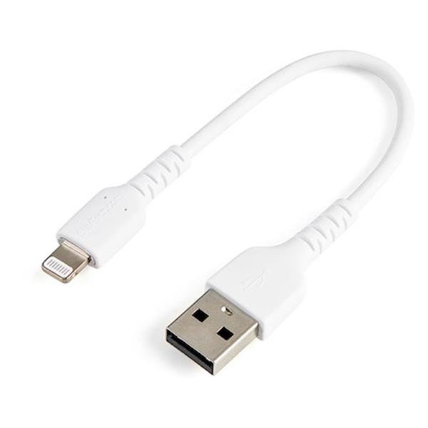StarTech.com Cavo da USB-A a Lightning da 15cm nero - Cavo in fibra aramidica da USB tipo A - Certificato Apple Mfi (RUSBLTMM15CMW) - Cavo Lightning - USB maschio a Lightning maschio - 15 cm - bianco - per Apple iPad/iPhone/iPod (Lightning)