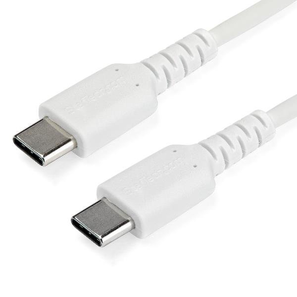 StarTech.com Cavo USB-C di 2 m - Fibra aramidica e Protezione EMI - Guaina TPE - Bianco (RUSB2CC2MW) - Cavo USB - 24 pin USB-C (M) dritto a 24 pin USB-C (M) dritto - Thunderbolt 3 / USB 2.0 - 2 m - bianco