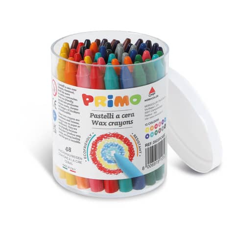 Pastelli a cera - Ø 9 mm x 85 mm - Primo - conf. 48 pezzi
