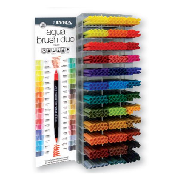 Pennarello Aqua Brush Duo - colori assortiti - Lyra - espositore 360 pezzi