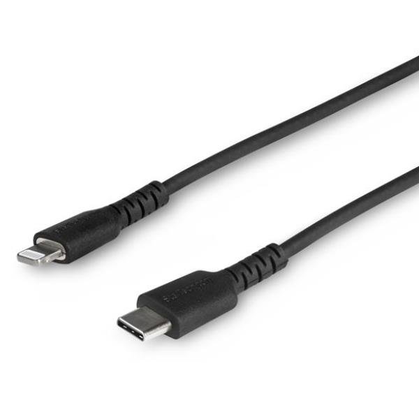 StarTech.com Cavo da USB-C a Lightning da 1m nero - Cavo in fibra aramidica da USB tipo C - Certificato Apple MFi (RUSBCLTMM1MB) - Cavo Lightning - Lightning maschio a 24 pin USB-C maschio - 1 m - nero