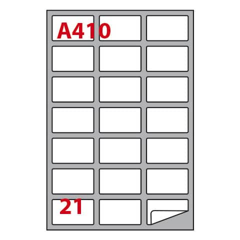 Etichette adesive A/410 - in carta - permanenti - 63,5 x 38,1 mm - 21 et/fg - 100 fogli - bianco - angoli tondi - Markin