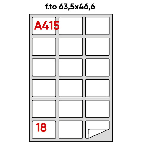 Etichette adesive A/415 - in carta - permanenti - 63,5 x 46,6 mm - 18 et/fg - 100 fogli - bianco - angoli tondi - Markin