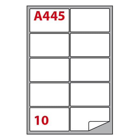 Etichette adesive A/445 - in carta - permanenti - 99,6 x 57 mm - 10 et/fg - 100 fogli - bianco - angoli tondi - Markin