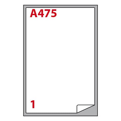 Etichette adesive A/475 - in carta - permanenti - 199,6 x 289,1 mm - 1 et/fg - 100 fogli - bianco - angoli tondi - Markin
