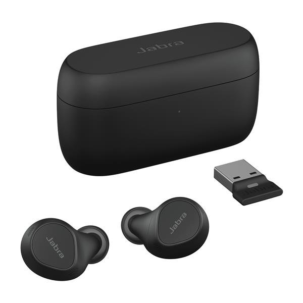 Jabra Evolve2 Buds UC - True wireless earphones con microfono - in-ear - Bluetooth - eliminazione rumore attivata - USB-A tramite adattatore Bluetooth - isolamento dal rumore - nero - Zoom Certificato, Ottimizzato per Google Meet