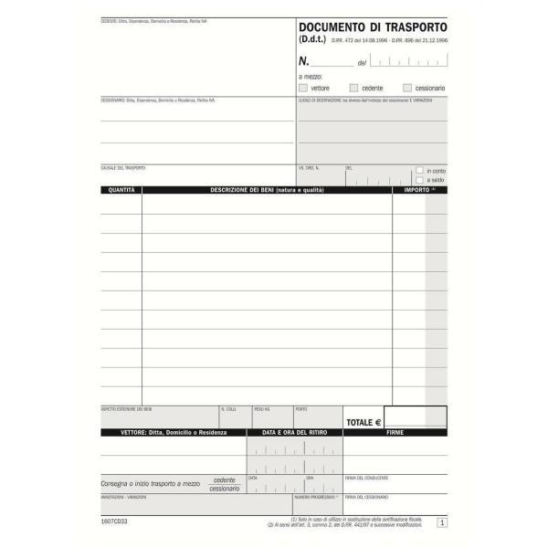 Blocco DDT - 33/33/33 copie autoricopianti - 21,5 …