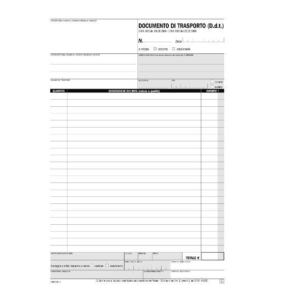 Blocco DDT - 50/50 copie autoricopianti - 29,7 …