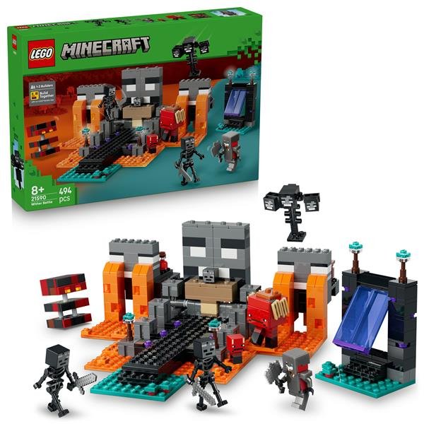 LEGO MINECRAFT BATTAGLIA CONTRO IL WITHER CON GUERRIERO CRIMSON STRIDER CUBO DI MAGMA E 2 FIGURE DI SCHELETRI