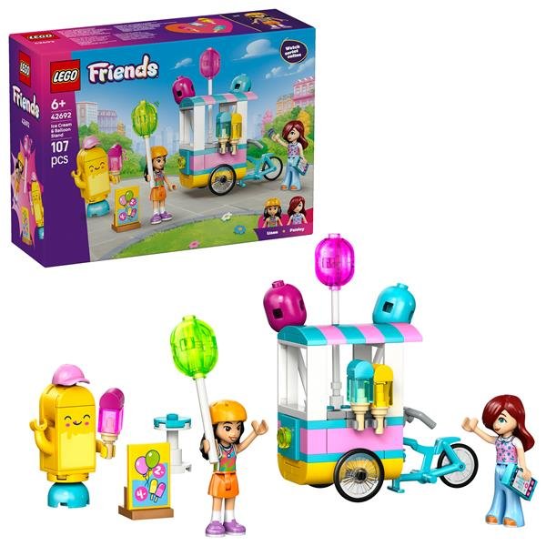 LEGO FRIENDS BANCARELLA DI GELATI CON PALLONCINI BICI 2 MINI BAMBOLINE E ACCESSORI
