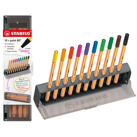 STABILO CLICK SET POINT 88 PENNA PUNTA IN FIBRA TRATTO 0.4 mm COLORI ASSORTITI CONF 10 Pz.
