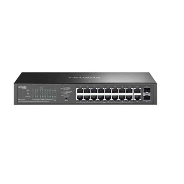 TP-LINK OMADA ES220GP V1 SWITCH GESTITO 16 x 10/100/1000 (PoE+) + 2 x 10/100/1000 + 2 x Gigabit SFP PoE+ (150 W) DESKTOP MONTABILE SU RACK