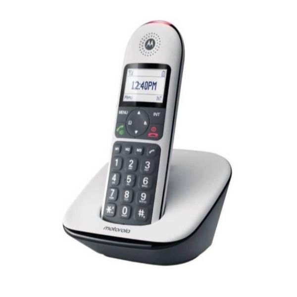 MOTOROLA CD5001 CORDLESS SENIOR TASTI GRANDI RETROILLUMINATI AMPIO DISPLAY RETRO IN GOMMA ANTISICIVOLO VIVAVOCE BLOCCO CHIAMATE COMPATIBILE CON APARECCHI ACUSTICI MODALITA' NOTTURNA NERO/BIANCO