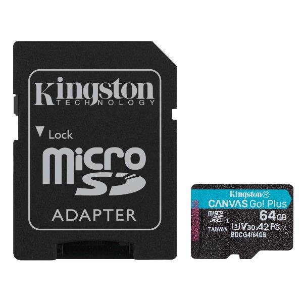MEMORY CARD MICRO SD/TRANSFLASH 64GB KINGSTON CANVAS GO PLUS CLASSE 10 SDCG4/64GB