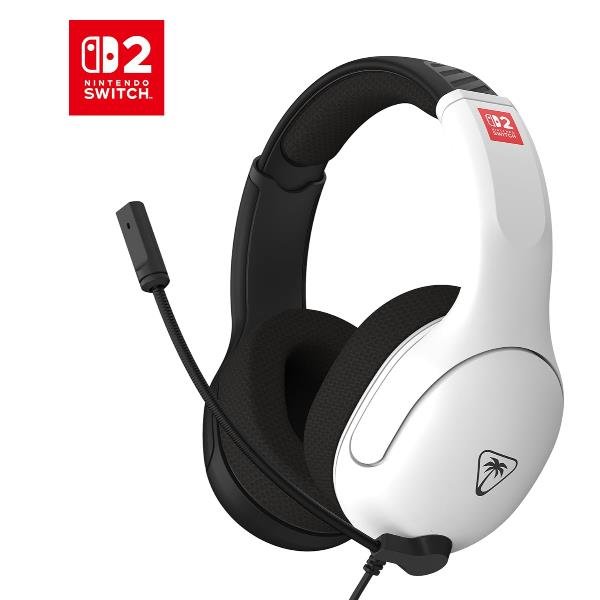 TURTLE BEACH AIRLITE FIT CUFFIE GAMING CON MICROFONO CON CAVO LICENZA UFFICIALE PER NINTENDO SWITCH 2 NERO E BIANCO