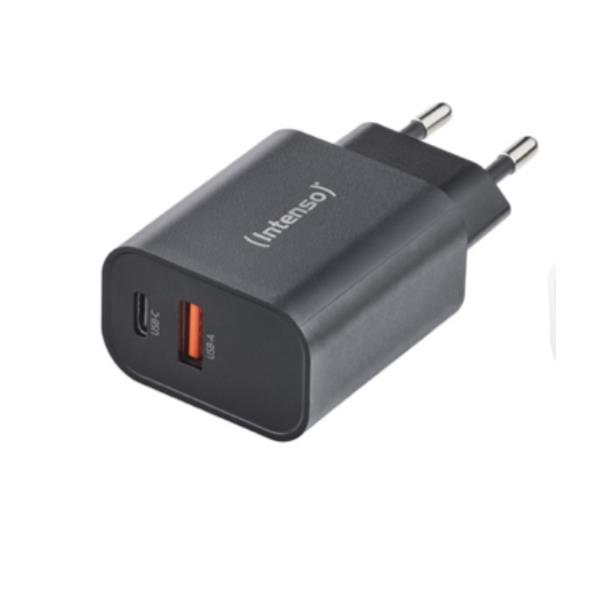 INTENSO POWER ADAPTER CARICABATTERIE DA RETE 00 W 1 x USB-A 1 x USB-C PD 3.0 QC 4.0 NERO