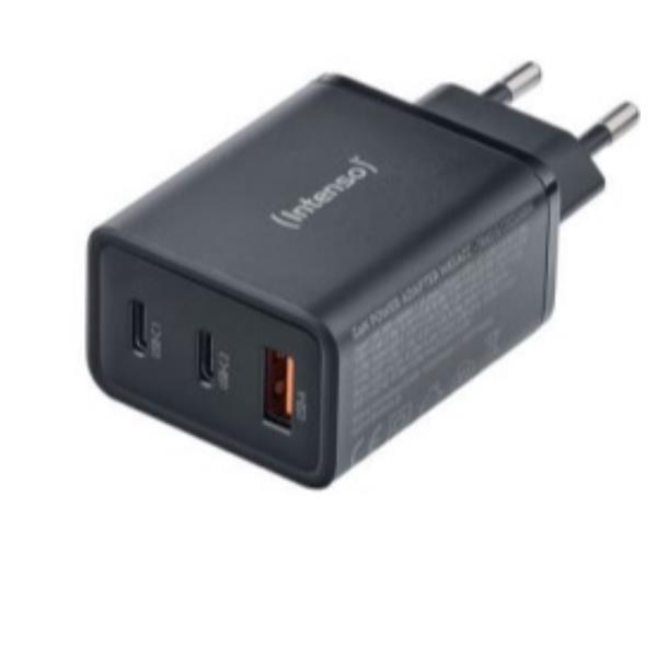 INTENSO POWER ADAPTER CARICABATTERIE DA RETE GaN 65W 1 x USB-A 2 x USB-C NERO