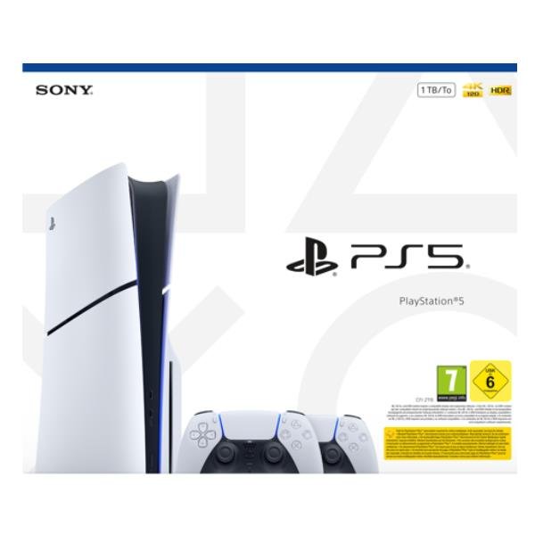 SONY PS5 CONSOLE 1TB STANDARD SLIM WHITE BUNDLE + 2 CONTROLLER WIRELESS DUALSENSE