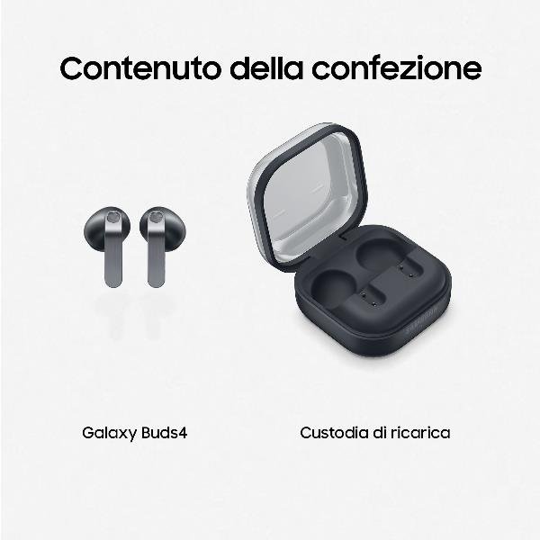SAMSUNG R450 GALAXY BUDS4 AURICOLARI BLUETOOTH WIRELESS TWS EQUALIZZATORE ADATTIVO ANC ADATTIVO DEL RUMORE GALAXY AI CON COMANDI VOCALI BLACK