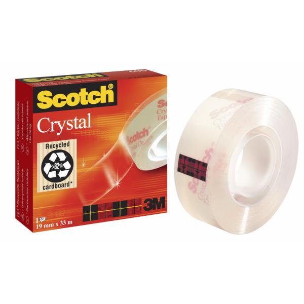 Nastro adesivo Crystal 600 - 19 mm x 33 m - acrilico - trasparente - Scotch