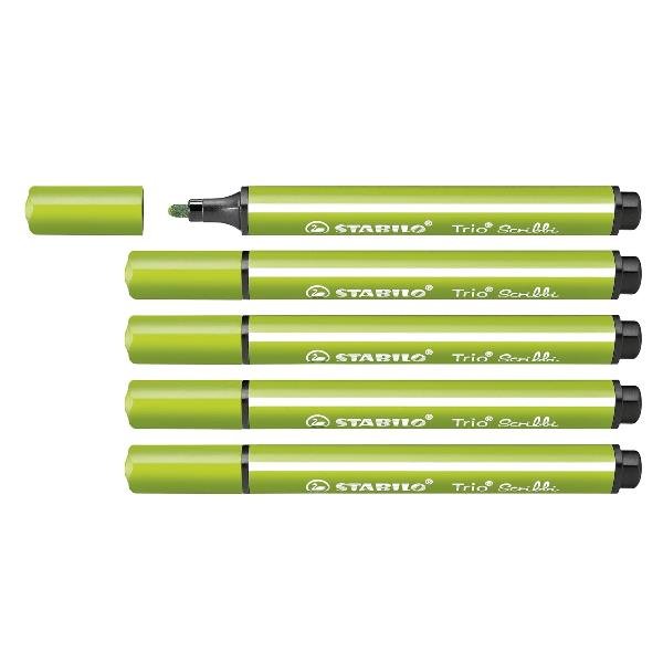 STABILO TRIO SCRIBBI PENNARELLO FUSTO TRIANGOLARE PUNTA AMMORTIZZATA VERDE CHIARO CONF 5 Pz.