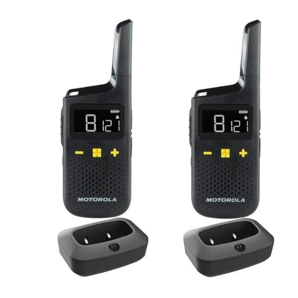 MOTOROLA XT185 WALKIE TALKIE PROFESSIONALI IP54 16 CANALI + 121 CODICI PRIVACY PORTATA FINO AD 8KM NERO 2 Pz.