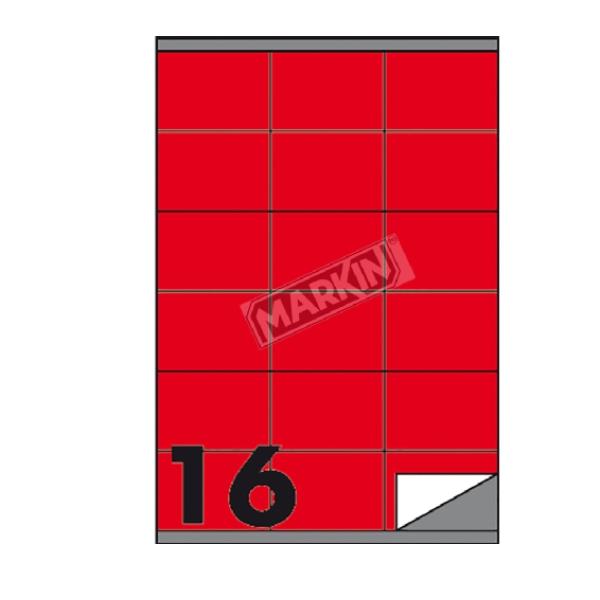 Etichette adesive C/501 - in carta - permanenti - 105 x 36 mm - 16 et/fg - 100 fogli - rosso - Markin