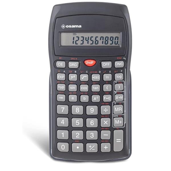 OSAMA CALCOLATRICE SCIENTIFICA 10 CIFRE A BATTERIE CON CUSTODIA GRIGIO NERO