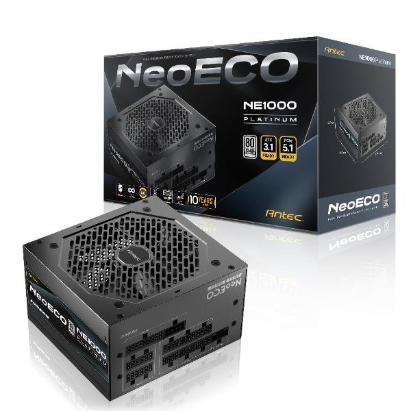 L'<B>ALIMENTATORE ANTEC NE1000 PLATINUM</B> OFFRE <B>1000W</B> DI POTENZA STABILE CON <B>CERTIFICAZIONE PLATINUM</B>. DESIGN MODULARE E COMPATIBILITÃ  <B>ATX 3.1</B> CON CONNETTORE <B>PCIE 5.1</B> PER PRESTAZIONI OTTIMALI. <B>GARANZIA DI 10 ANNI</B>.