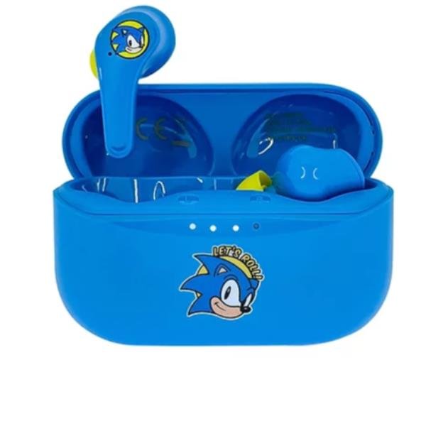 OTL SH0902 AURICOLARI CUFFIE WIRELESS BLUETOOTH TWS SEGA SONIC THE HEDGEHOG CON CUSTODIA DI RICARICA AZZURRO