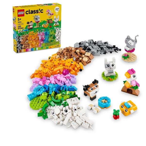 LEGO CLASSIC ANIMALI DOMESTICI CREATIVI CON MATTONCINI PER COSTRUIRE CANE GATTO CONIGLIO CRICETO E UCCELLO