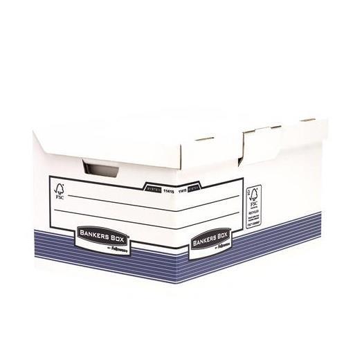 Scatola archivio Bankers Box System - con coperchio a ribalta - 37,8 x 29,3 x 54,5 cm - bianco - Fellowes