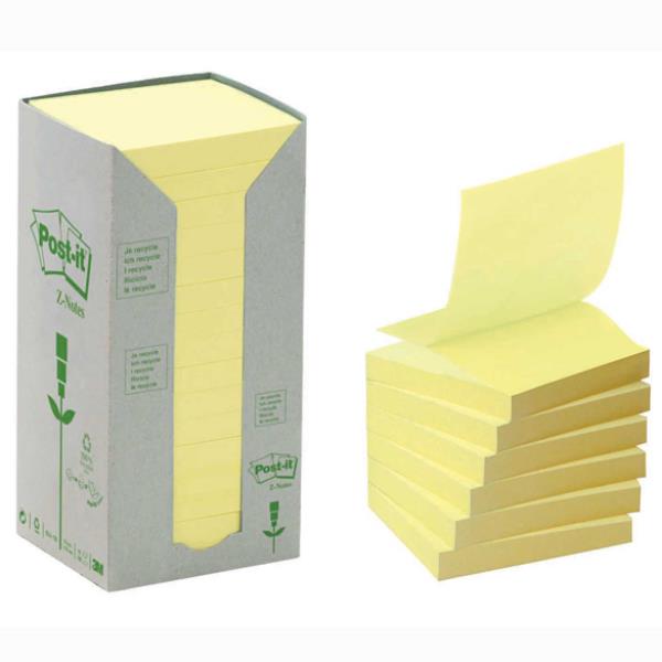 Blocco Post-it Z Notes Green - R330-1T - 76 x 76 mm - 100% riciclabile - giallo - 100 fogli - Post-it