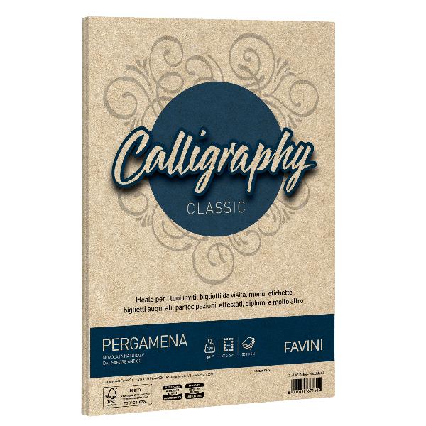 Carta Calligraphy pergamena - A4 - 190 gr - nocciola 04 - Favini - conf. 50 fogli