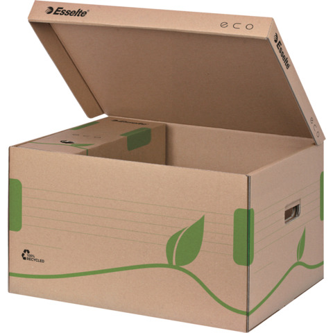 Scatola container EcoBox - 34,5 x 43,9 x 24,2cm - apertura superiore - avana - Esselte