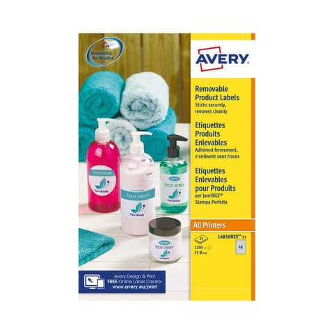 Etichette adesive tonde L4850 - in carta - rimovibili - diametro 25 mm - 48 et/fg - 25 fogli - bianco - Avery