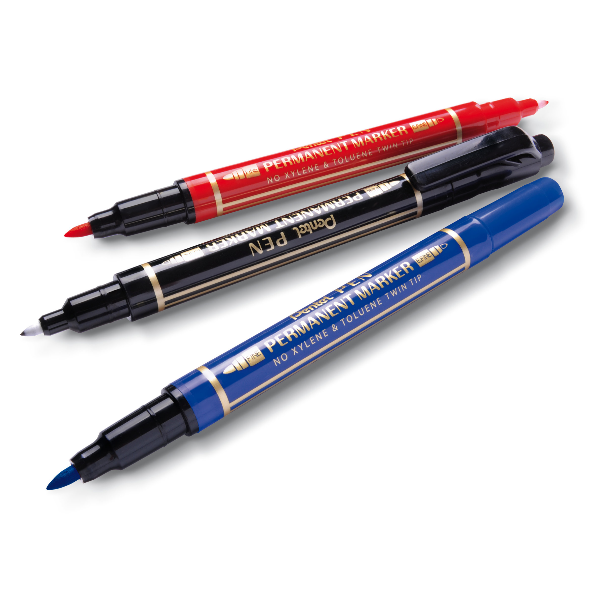 Marcatore permanente Twin tip - doppia punta fine-extra fine - rosso - Pentel