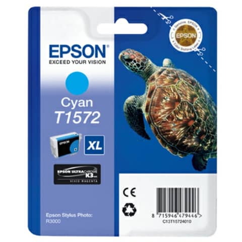 Epson T1572 - 25.9 ml - ciano - originale - blister - cartuccia d'inchiostro - per Stylus Photo R3000