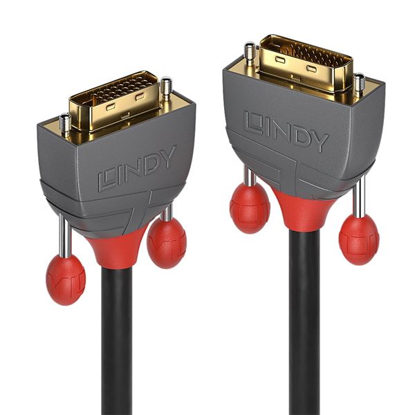 Lindy Anthra Line - Cavo DVI - legame doppio - DVI-D (M) a DVI-D (M) - 7.5 m - di forma rotonda, viti a serraggio manuale - nero
