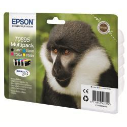 Epson T0895 Multipack - Confezione da 4 - nero, giallo, ciano, magenta - originale - blister con radiofrequenza / allarme acustico - cartuccia d'inchiostro - per Stylus S21, SX100, SX105, SX115, SX215, SX218, SX400, SX405, SX415; Stylus Office BX300