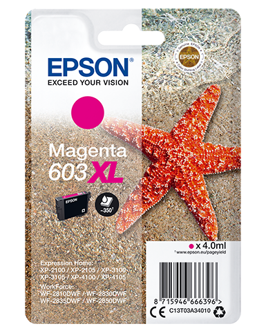 Epson 603XL - 4 ml - XL - magenta - originale - blister - cartuccia d'inchiostro - per Expression Home XP-2150, 2155, 3150, 3155, 4150, 4155; WorkForce WF-2820, 2840, 2845, 2870
