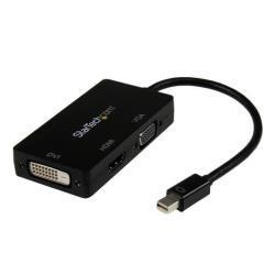 StarTech.com Adattatore Mini DisplayPort da viaggio VGA/DVI/HDMI - Convertitore mDP 3 in 1 - Thunderbolt a HDMI/VGA/DVI (MDP2VGDVHD) - Adattatore video - Mini DisplayPort maschio a HD-15 (VGA), DVI-D, HDMI femmina - 27 cm - nero - attivo, Supporto 1920 x 1200 (WUXGA) - per P/N: DKT31CMDPHPD