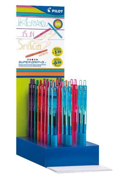 Pilot Super Grip-G - Penna a sfera - verde, blu chiaro, arancione, viola, rosa - 1 mm - medio - retrattile (pacchetto di 48)