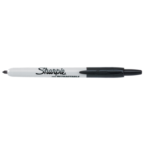 Sharpie - Marcatore - permanente - nero - inchiostro base acqua - 1 mm - fine - retrattile (pacchetto di 12)