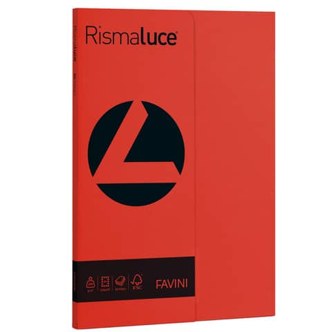 FAVINI RismaLuce Small - Cellulosa - scarlatto - A4 (210 x 297 mm) - 200 g/m² - 50 fogli carta colorata