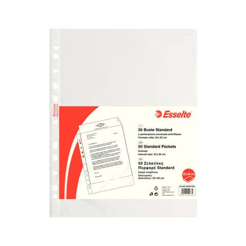 Esselte Standard - Busta trasparente - per A4, 220 x 300 mm - trasparente (pacchetto di 50)