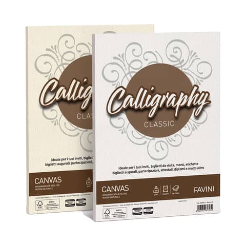 FAVINI HOME-OFFICE PRESTIGE Calligraphy - Tela - avorio - A4 (210 x 297 mm) - 200 g/m² - 50 fogli cartone