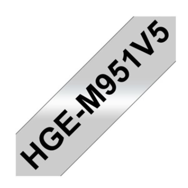 Brother HGE-M951V5 - Nero su argento - Rotolo (2,4 cm x 8 m) 5 cassetta(e) nastro laminato - per P-Touch PT-9500pc, PT-9700PC, PT-9800PCN; P-Touch R RL-700S