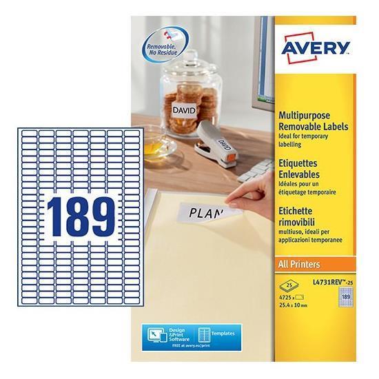 Avery - Adesivo rimovibile - 25.4 x 10 …